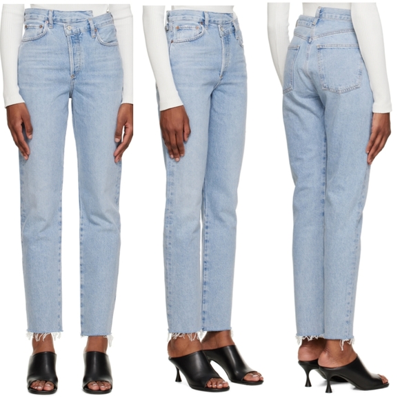 Agolde Denim - AGOLDE Blue Criss Cross Straight Jeans